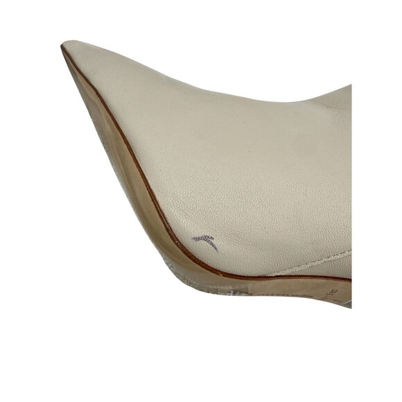 Larroude Kate Knee High Leather Boots Ivory Pointed Toe Heels NWOT - Size 7 - Picture 10 of 12